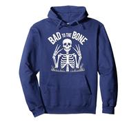 Gráfico de Calavera de Skeleton Men Bad to The Bone Rock Sudadera con Capucha, Unisex para Adultos, Azul Marino, XXL