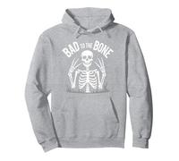Gráfico de Calavera de Skeleton Men Bad to The Bone Rock Sudadera con Capucha, Unisex para Adultos, Gris Jaspeado, XL