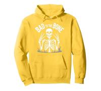 Gráfico de Calavera de Skeleton Men Bad to The Bone Rock Sudadera con Capucha, Unisex para Adultos, Limón, L
