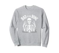 Gráfico de Calavera de Skeleton Men Bad to The Bone Rock Sudadera, Unisex para Adultos, Gris Jaspeado, XXL