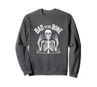 Gráfico de Calavera de Skeleton Men Bad to The Bone Rock Sudadera, Unisex para Adultos, Jaspeado Oscuro, XXL