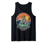 Gráfico de Captura y liberación del Atardecer del océano Mahi Fishing Camiseta sin Mangas