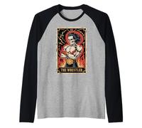 Gráfico de Cartas del Tarot del Calavera del Luchador Camiseta Manga Raglan