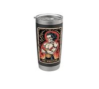 Gráfico de cartas del tarot del calavera del luchador Vaso térmico de acero inoxidable de doble pared