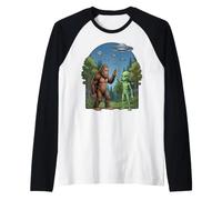 Gráfico de Ciencia ficción sobre ovnis de Bigfoot Alien High Five Camiseta Manga Raglan