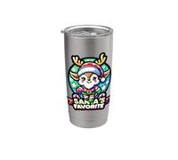 Gráfico de ciervo navideño favorito de Papá Noel Vaso térmico de acero inoxidable de doble pared