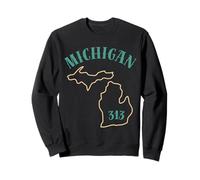 Gráfico de código de área 313 de Michigan - Great Lakes State Detroit Sudadera