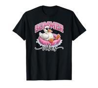 Gráfico de Color Rosa con diseño de Bonito Estampado Summer Vibes Cool Duck Shades Camiseta