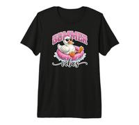 Gráfico de Color Rosa con diseño de Bonito Estampado Summer Vibes Cool Duck Shades Camiseta Premium