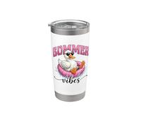 Gráfico de color rosa con diseño de bonito estampado Summer Vibes Cool Duck Shades Vaso térmico de acero inoxidable de doble pared