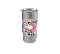 Gráfico de color rosa con diseño de bonito estampado Summer Vibes Cool Duck Shades Vaso térmico de acero inoxidable de doble pared