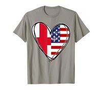 Gráfico de corazón con la Bandera de Proud To Be English American, Inglaterra, EE. UU Camiseta