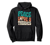 Gráfico de corazón y Signo de Paz de Peace Love and Tabbies Sudadera con Capucha
