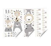 Gráfico de crecimiento para niños - Pegatina de pared de animales de bosque autoadhesivos, tabla de altura de bricolaje extraíble - para dormitorio, sala de juegos, decoración de guardería pegatina