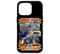 Gráfico de Dibujos Animados Retro Speed Shop Hotrod Classic Muscle Car Carcasa para iPhone 16 Pro