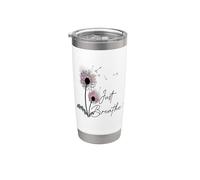 Gráfico de diente de león con texto en inglés "Just Breathe" Vaso térmico de acero inoxidable de doble pared