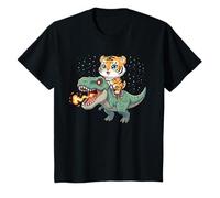 Gráfico de Dinosaurio T-Rex montado en Gatito Tigre Camiseta
