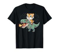 Gráfico de Dinosaurio T-Rex montado en Gatito Tigre Camiseta