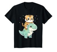 Gráfico de Dinosaurio T-Rex montado en Gatito Tigre Camiseta