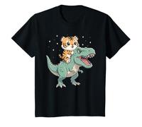 Gráfico de Dinosaurio T-Rex montado en Gatito Tigre Camiseta