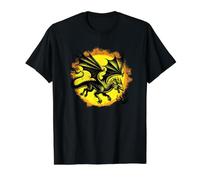 Gráfico de dragón Que Respira Fuego Camiseta gráfica económica, Hombre, Negro, M