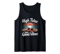 Gráfico de escena de playa de mareas altas y buenas vibraciones Camiseta sin Mangas