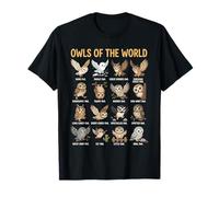 Gráfico de Especies de búhos del Mundo para Amantes de Las Aves Camiseta