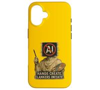 Gráfico de Estatua de Artista Anti-AI con Estilo Retro Glitch Carcasa para iPhone 16