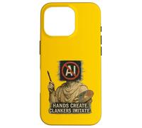 Gráfico de Estatua de Artista Anti-AI con Estilo Retro Glitch Carcasa para iPhone 16 Pro
