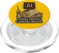 Gráfico de Estatua de Artista Anti-AI con Estilo Retro Glitch PopSockets PopGrip para MagSafe
