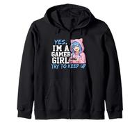 Gráfico de Estilo Anime de Yes I'm A Gamer Girl Try To Keep Up Sudadera con Capucha