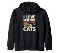 Gráfico de Estilo Retro I Love Science and Cats Sudadera con Capucha
