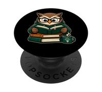 Gráfico de Estudio de un Lindo búho Leyendo Libros PopSockets PopGrip Adhesivo