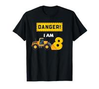 Gráfico de Fiesta de construcción peligrosa para el Octavo cumpleaños de una Excavadora Camiseta