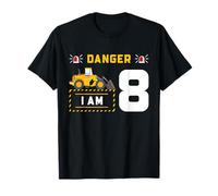 Gráfico de Fiesta de construcción peligrosa para el Octavo cumpleaños de una Excavadora Camiseta