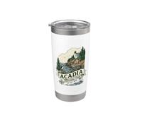 Gráfico de frailecillos del faro vintage del Parque Nacional Acadia Maine Vaso térmico de acero inoxidable de doble pared