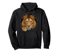 Gráfico de Gato Salvaje de Lion Breaking Through Torn Hole Sudadera con Capucha