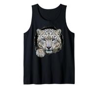 Gráfico de Gato Salvaje de Snow Leopard Breaking Through Torn Hole Camiseta sin Mangas