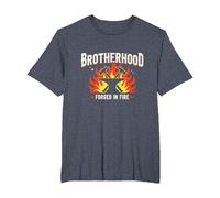 Gráfico de Herrero de la Hermandad Forjada en Fuego, Camiseta, Hombre Tallas Grandes, Azul Jaspeado, 2X Alto