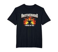 Gráfico de Herrero de la Hermandad Forjada en Fuego, Camiseta, Hombre Tallas Grandes, Negro, 3X Alto