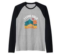 Gráfico de hito I Love Oslo Noruega Camiseta Manga Raglan