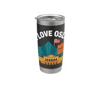 Gráfico de hito I Love Oslo Noruega Vaso térmico de acero inoxidable de doble pared