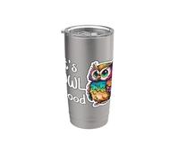 Gráfico de juego de palabras colorido It's Owl Good Cute Vaso térmico de acero inoxidable de doble pared