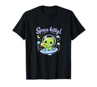 Gráfico de Juego de Palabras de Space Kitty con Bonito ovni y Gato alienígena Camiseta