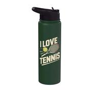 Gráfico de jugador apasionado I Love Tennis Stainless Steel Insulated Water Bottle