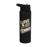 Gráfico de jugador apasionado I Love Tennis Stainless Steel Insulated Water Bottle