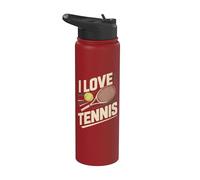 Gráfico de jugador apasionado I Love Tennis Stainless Steel Insulated Water Bottle