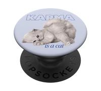 Gráfico de Karma Is A Cat, Lindo y Divertido, Amante de los Gatos PopSockets PopGrip Adhesivo