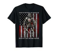 Gráfico de la Bandera de Estados Unidos Templar Knight Crusader Camiseta