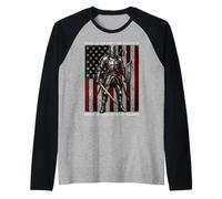 Gráfico de la Bandera de Estados Unidos Templar Knight Crusader Camiseta Manga Raglan